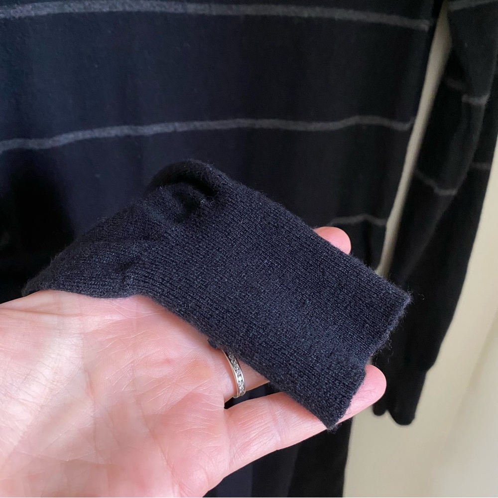 Theory Wool Blend Milly New Steady Stripe Tie Waist Fit n Flare Sweater Dress- M - Picture 9 of 11